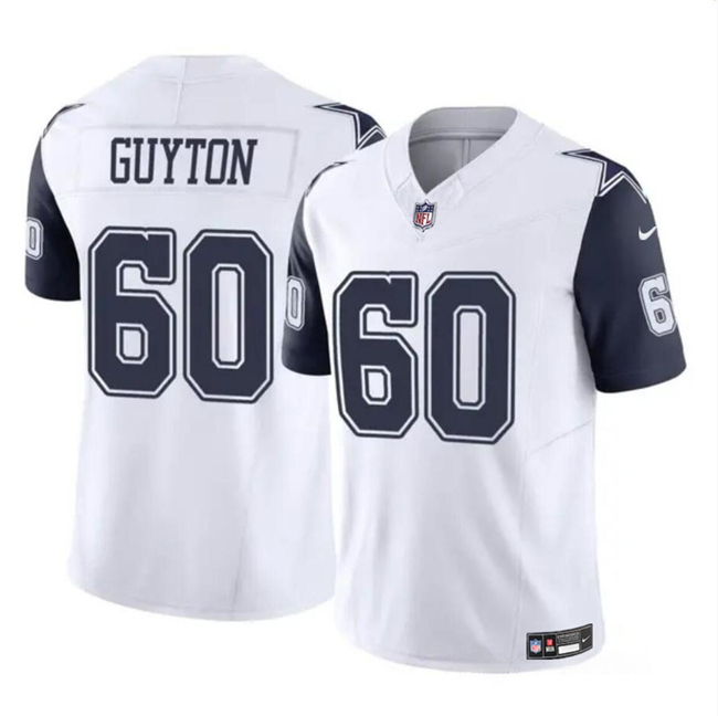 Youth Dallas Cowboys #60 Tyler Guyton White 2024 Draft F.U.S.E Color Rush Limited Football Stitched Jersey